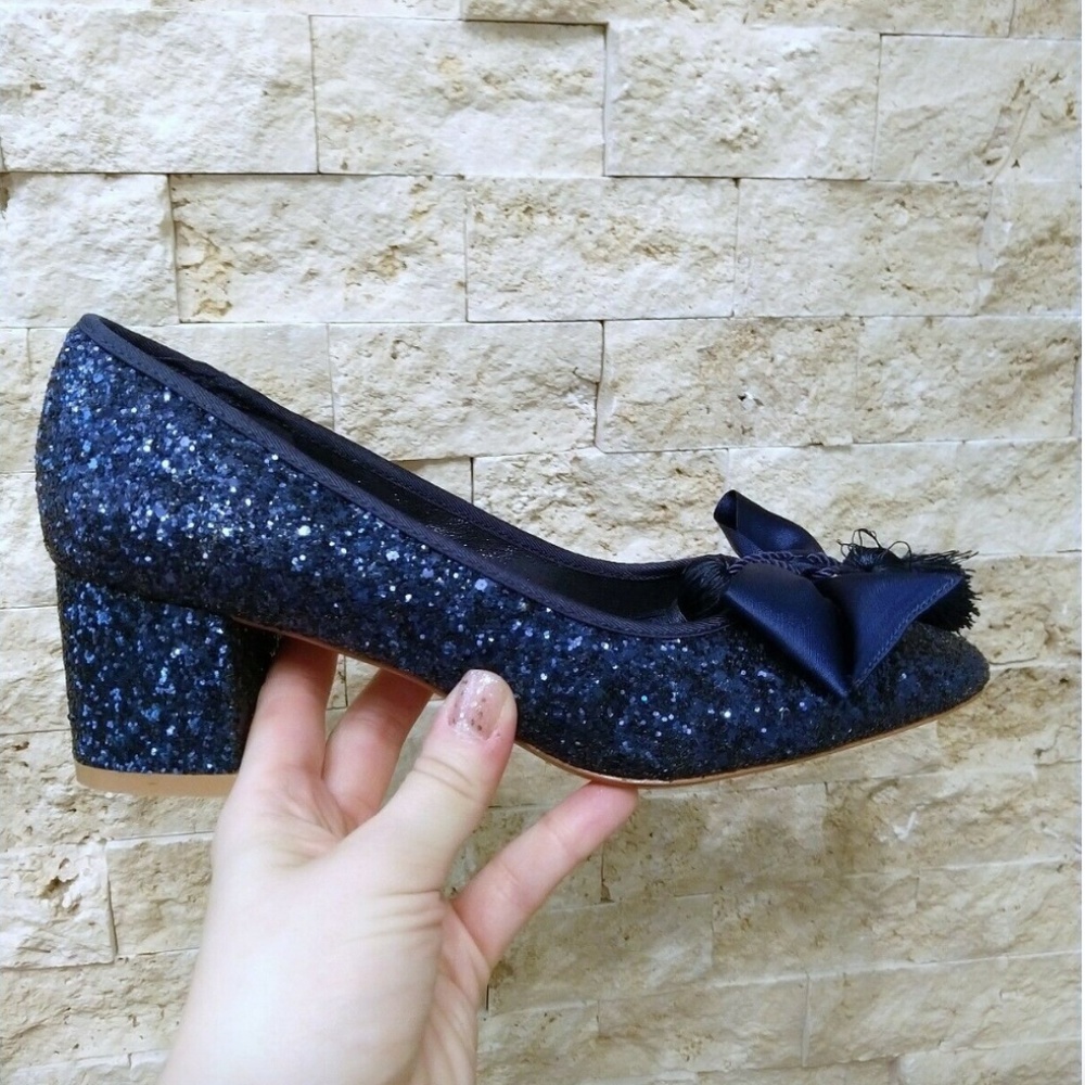 Miss L Fire Sabrina Blue Glitter Heel Pumps Sz 8